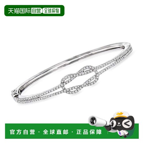 自营Ross-Simons Diamond Knot Bangle Bracelet in Sterling Sil