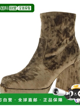 自营 Steve Madden Ever Boots女式美国8.5绿色丝绒拉链脚踝靴ZPO