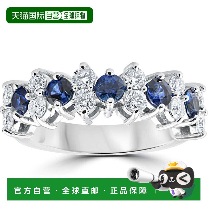 自营pompeii3pompeii 32 1/2 cttw 蓝色蓝宝石和钻石结婚周年戒指