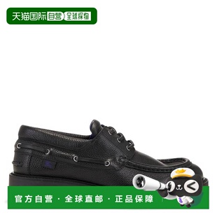 自营Burberry Raft Leather Boat Shoes - black 美国奥莱直发