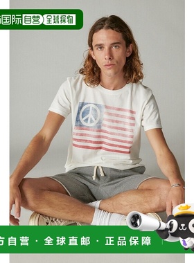 自营 Lucky Brand 7M85551男式大码白色棉质和平旗圆领T恤APP896-