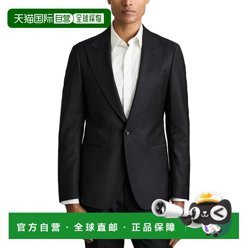 自营Reiss Oscar Peak纯色羊毛混纺西装外套-海军蓝 美国奥莱直发