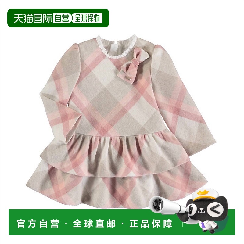 自营mayoralKid's Tiered Ruffle Neck Plaid Dress In Blush - b
