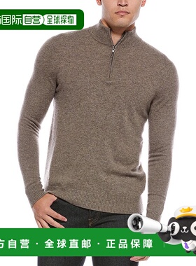 自营Quinn Cashmere 1/4-Zip Mock Neck Sweater - brown 美国奥