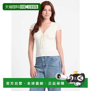 自营 guessLori蕾丝上衣-雪白 美国奥莱直发性感
