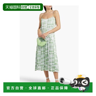 1h可退 【美国直邮】VINCE.|扎染百褶缎中长连衣裙