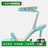 Blue Satin Pvc 自营Mach And Mach Bow French Sandals blue