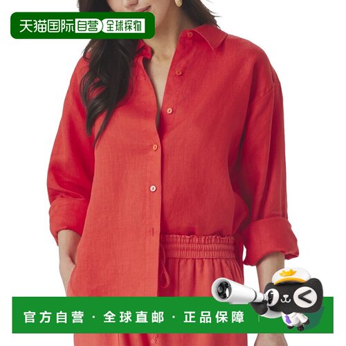 自营splendidSplenid Stella亚麻上衣-红色 美国奥莱直发