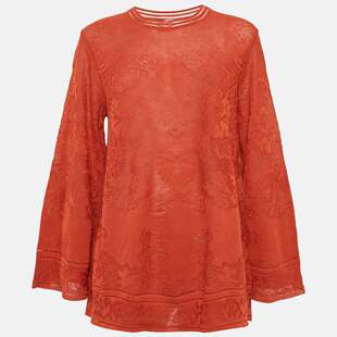 自营M Flared Top Knit Sleeve Floral Orange Missoni Long