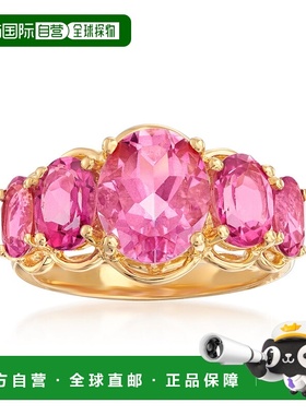 自营 Ross-Simons 18kt 金粉红色托帕石 5 石戒指 - 粉红色 美国