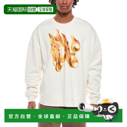 自营Palm Angels Burning Monogram圆领运动衫-白色 美国奥莱直发