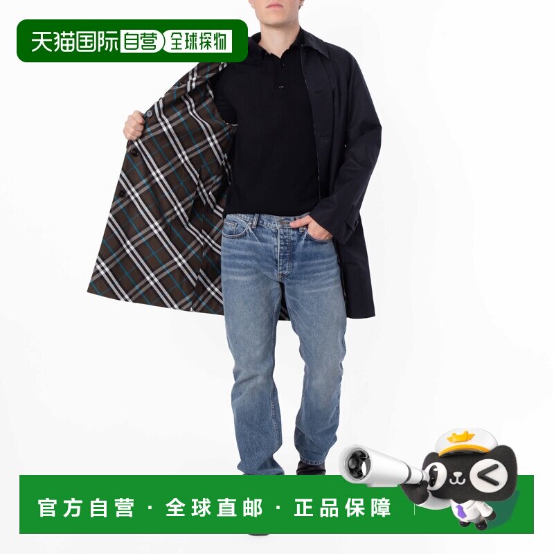 自营Burberry格子双面两用Gabardine汽车大衣-黑色 美国奥莱直发