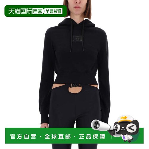 自营versace jeans coutureBlack Cropped Hooded Sweatshirt - b