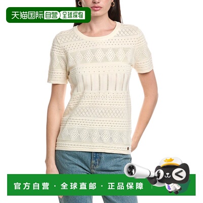 自营Halston Pointelle Sweater - white 美国奥莱直发毛衣
