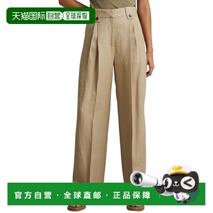 自营 Reiss Leila厚亚麻阔腿长裤-米色 女装阔腿裤直发美国奥莱