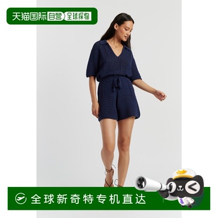 蓝色 自营 parker海军蓝棉钩针短裤 chinti 美国奥莱直发