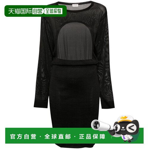 自营Saint Laurent Women's Open-Back Knitted Dress - black 美
