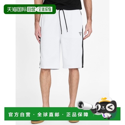 自营 guess伊斯梅尔标志胶带拼色短裤-纯白色 美国奥莱直发五分裤