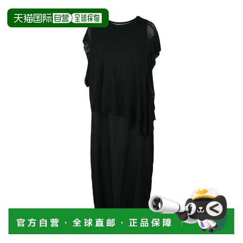 美国直邮自营yohji yamamoto黑色分层铜色束腰连衣裙-黑色 美国