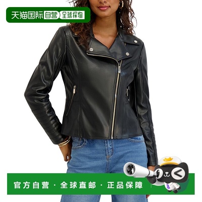 自营Kensie Peplum Moto Jacket - black 美国奥莱直发皮衣