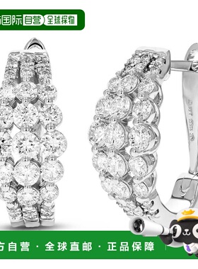 自营vir jewels1.50 克拉圆形切割实验室培育钻石圈形耳环 0.925