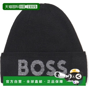自营 Hugo Boss Men's Elio Big Logo Beanie, Black - black 美