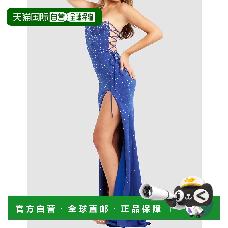 自营jovaniCrystal Embellished Gown In Royal - royal 美国奥莱