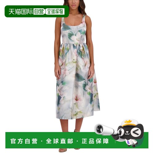 自营Kensie Printed Shimmer Twill Midi Dress - multi 美国奥莱