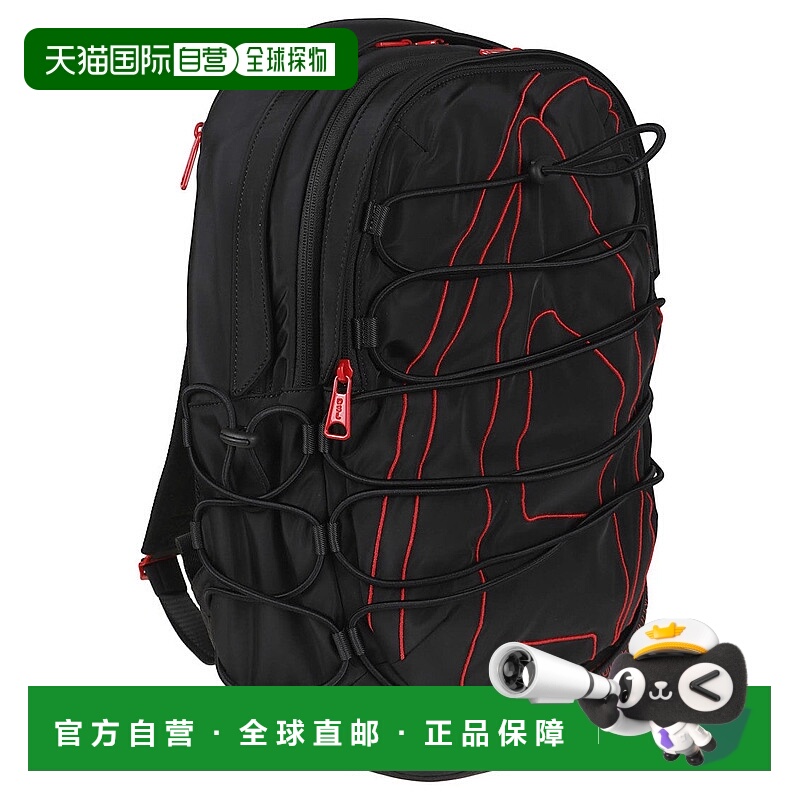 自营dieselBlack Backpack With Red Accents - black 美国奥莱直