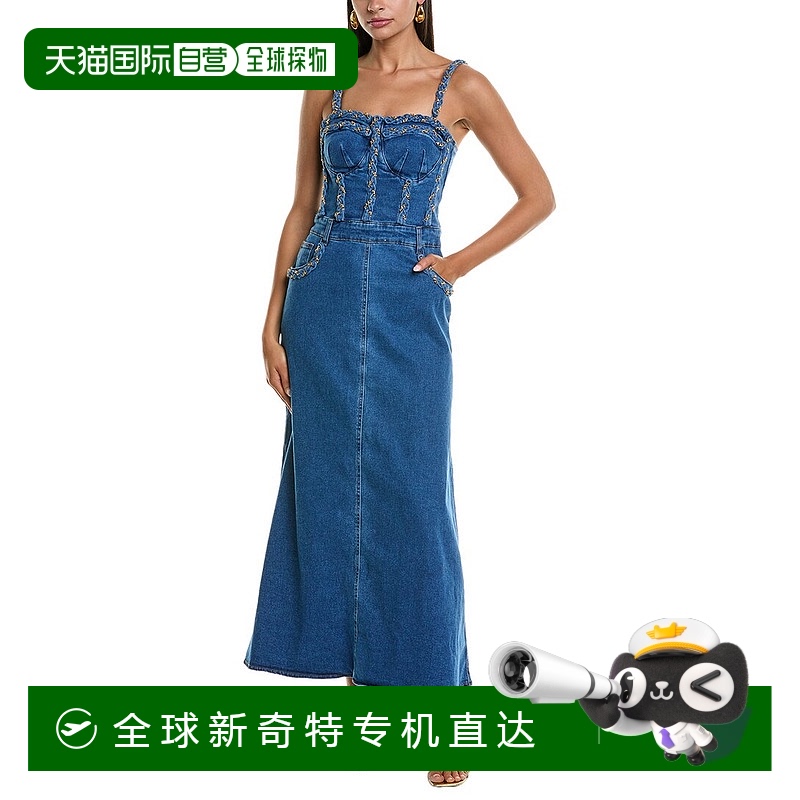 自营 PatBO编织牛仔迷笛连衣裙-蓝色 【美国奥莱】直发
