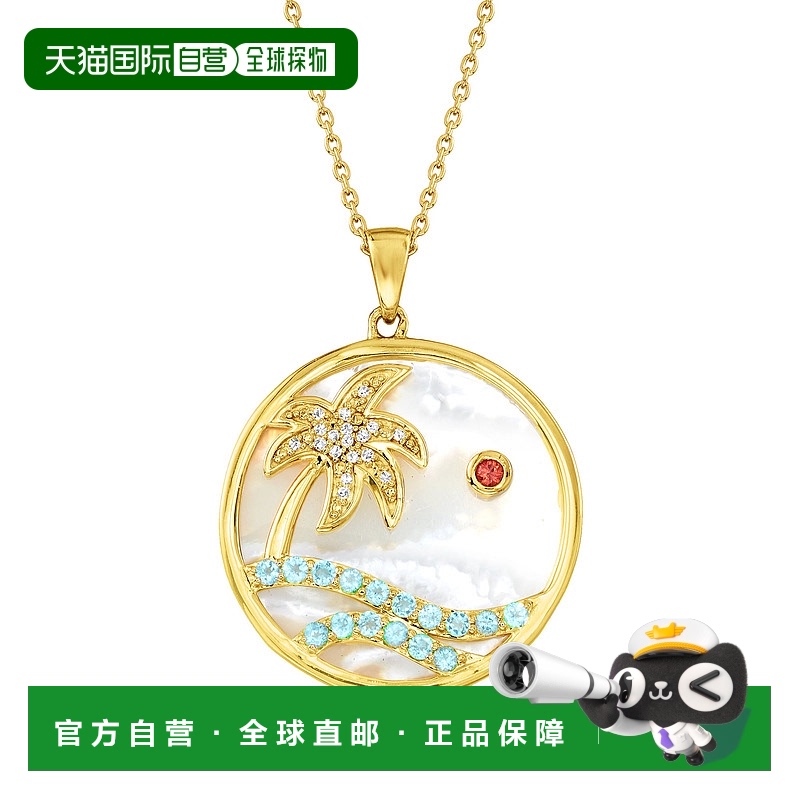 自营 Ross-Simons 珍珠母贝和 1.75- 瑞士蓝托帕石天堂吊坠项链 1