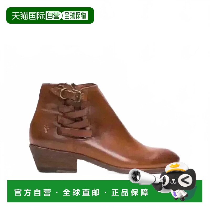 自营frye女式系带脚踝靴-烟草 美国奥莱直发