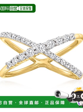 自营 14 克拉黄金 Ross-Simons 钻石十字形戒指 - 白色 美国奥莱