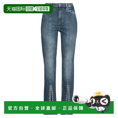 1h可退 【美国直邮】GUESS女士牛仔裤高腰直筒徽标褪色水洗休闲时