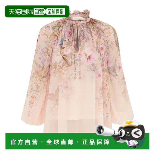 自营zimmermannNeutrals Billow Rebellion Sheer Floral Blouse