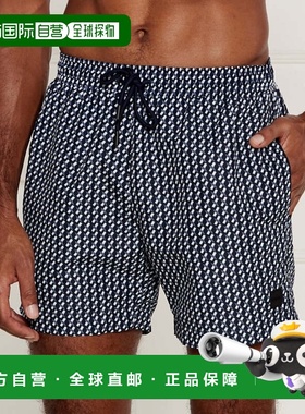 自营Hugo Boss Men's Vibe Geometric Print Swim Trunks, Navy -