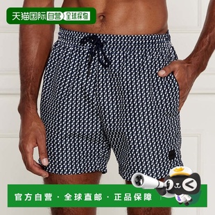 自营Hugo Boss Men's Vibe Geometric Print Swim Trunks, Navy -