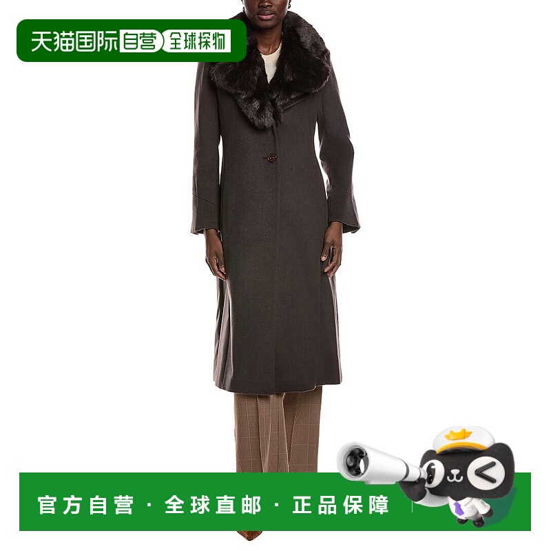 自营Via Spiga Feminine Wool-Blend Coat - brown 美国奥莱直发