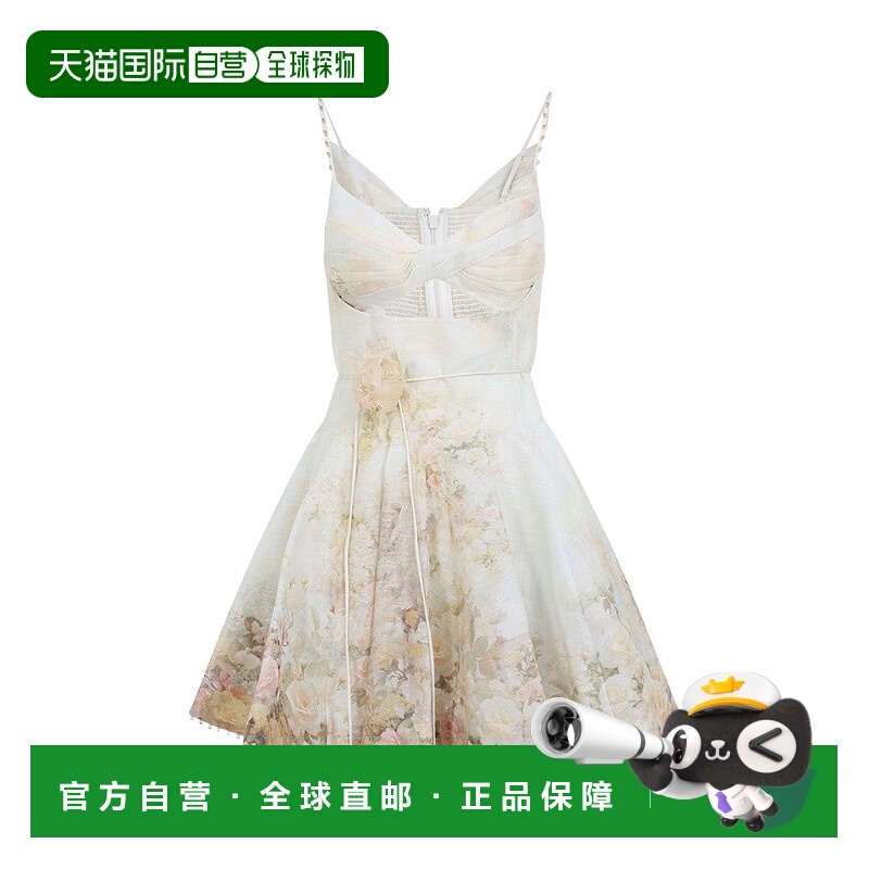 自营zimmermannA-Line Mini Dress With Spaghetti Straps And Fl