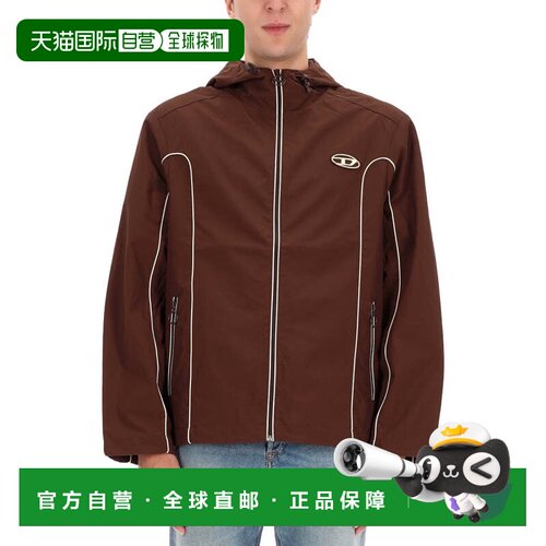 自营dieselJ-Hives Brown Piping Jacket - black 美国奥莱直发