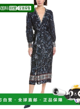 自营Marchesa Notte Collared Wrap Shirtdress - blue 美国奥莱