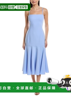 自营Carolina Herrera Spaghetti Strap A-Line Midi Dress - blu