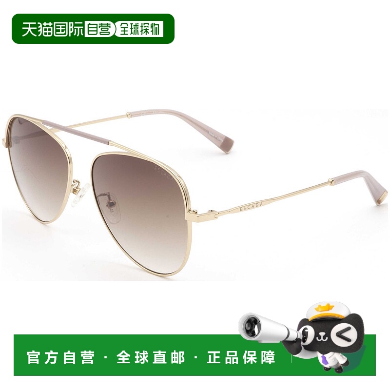 自营 Escada女式58毫米金色太阳镜-金色哑光粉红色茶色 美国奥莱