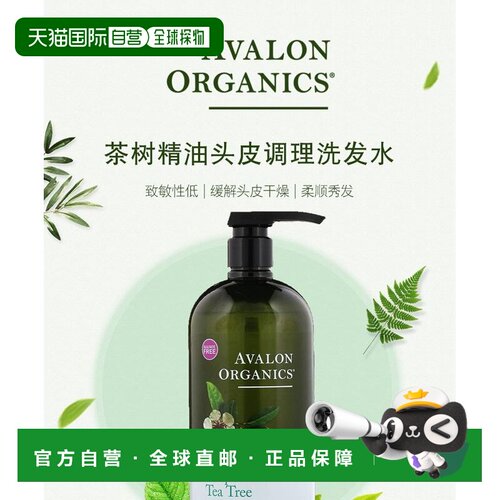 香港直邮avalon organics茶树精油头皮调理洗发水946ml清洁温和