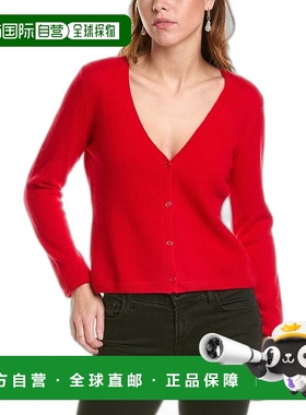 自营 sofiacashmere 时尚 V 领羊绒开衫 - 红色 美国奥莱直发