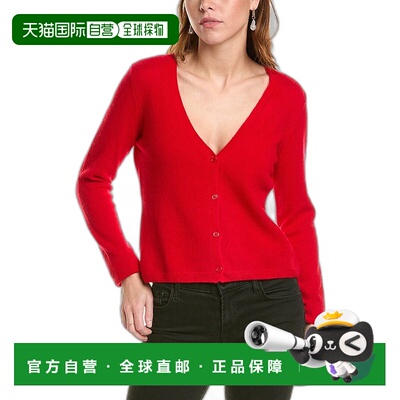 自营 sofiacashmere 时尚 V 领羊绒开衫 - 红色 美国奥莱直发