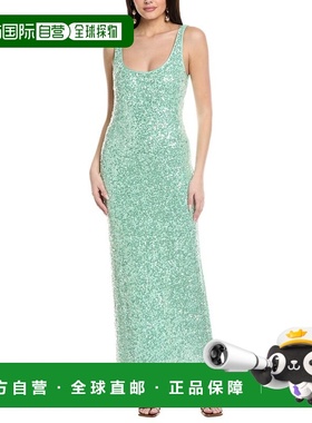 自营Milly Shimmer Stretch Midi Dress - green 美国奥莱直发