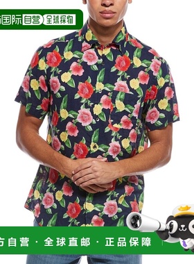 自营Robert Talbott Morgan Linen Shirt - navy multi 美国奥莱