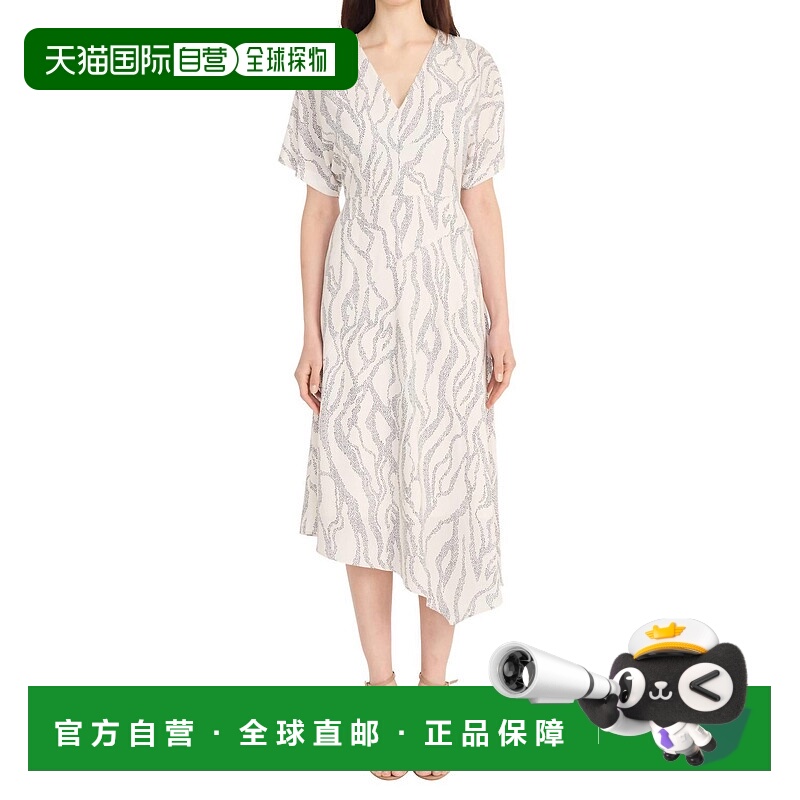 自营maggy londonKarolina象牙/木炭印花连衣裙-象牙/木炭 美国奥