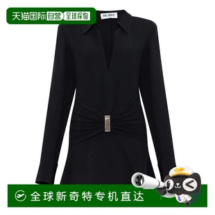 美国奥莱直发 自营 the attico黑色深V领迷你连衣裙 黑色